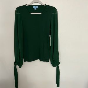 Brand new CeCe chiffon sleeve sweater. Size small. Green.